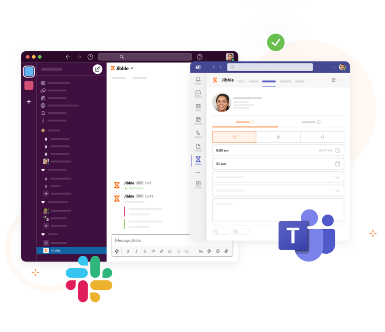 Monitoraggio del tempo direttamente su Slack e MS Teams.