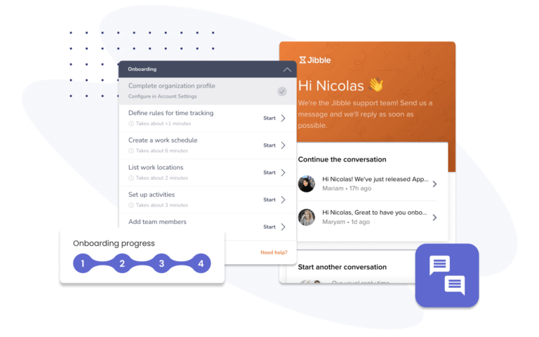 Processo di onboarding a Jibble facile e veloce.