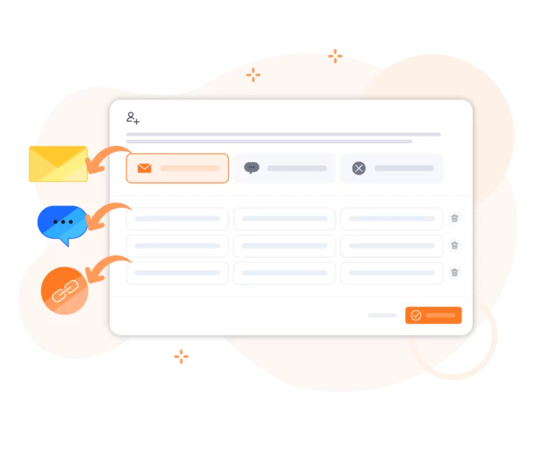 Onboarding del team facile e veloce tramite SMS, link o e-mail.