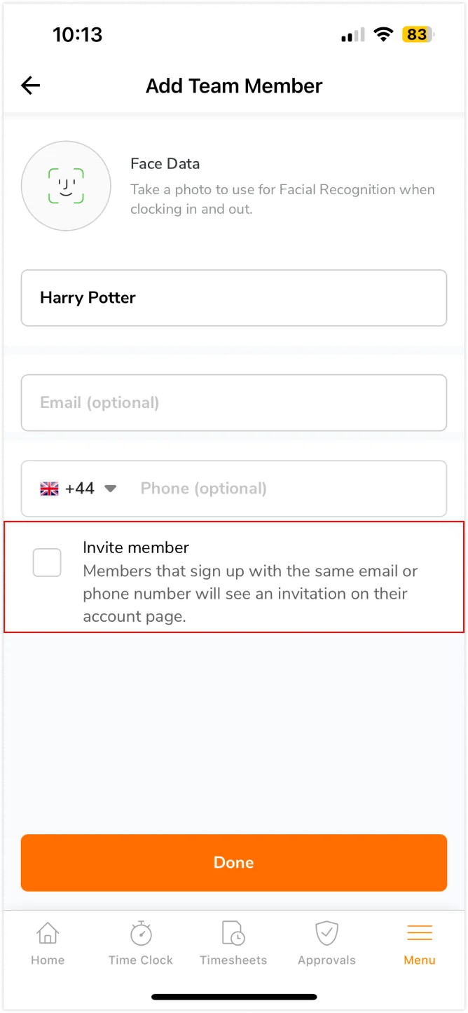 Disabling checkbox to invite member on mobile