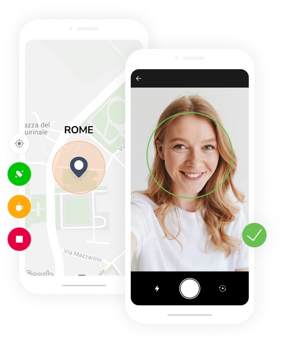Timbratura d'entrata con localizzazione e riconoscimento facciale.
