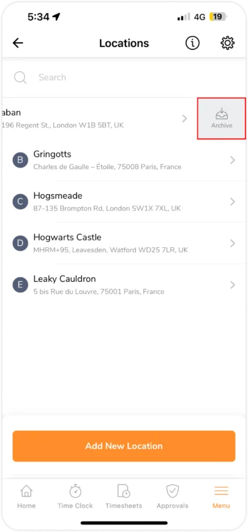 Archive existing location on mobile