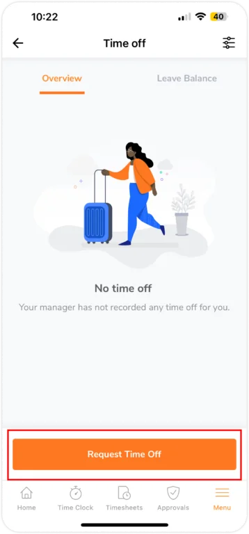 request time off as a member on mobile