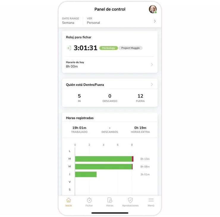 Dashboard on mobile app