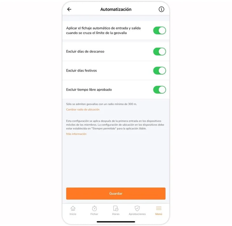 Automation settings on mobile app