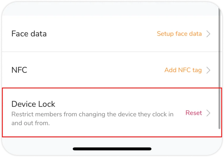 Device lock settings on mobile