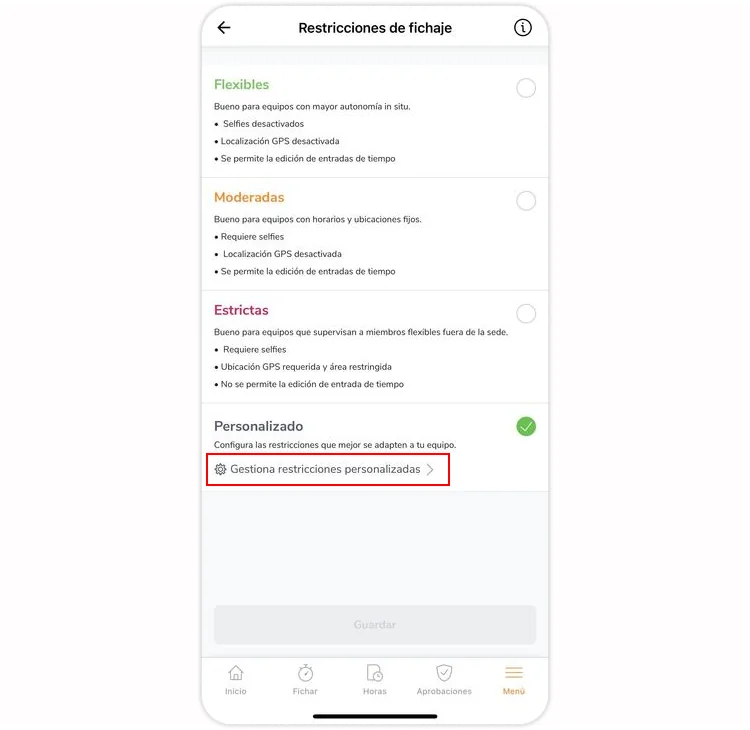 Manage custom restrictions on mobile app