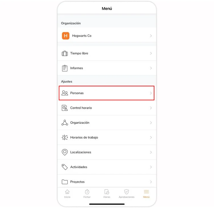 People tab under menu on mobile app