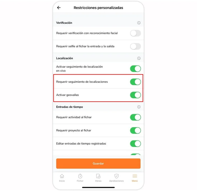 Require location tracking and enable geofencing settings on mobile app