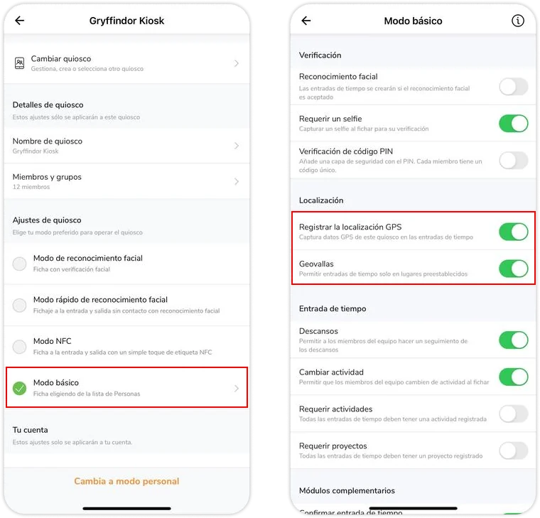 Location settings under basic mode on mobile app