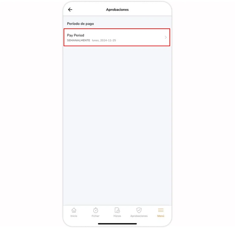 Pay period under approvals on mobile app