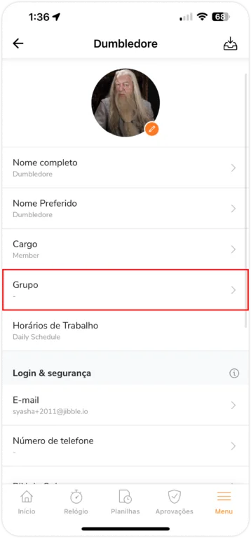 Mover membro para outro grupo pelo perfil