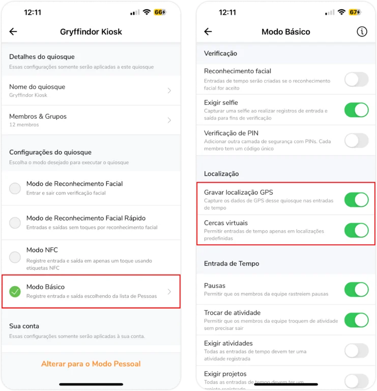 Kiosk location settings