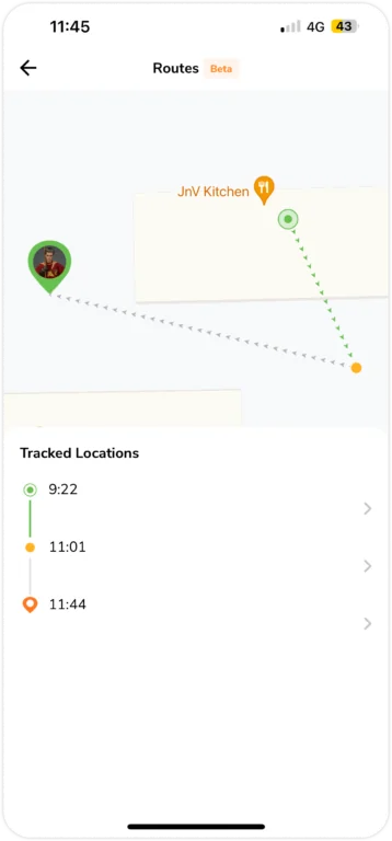 Viewing tracked routes on mobile