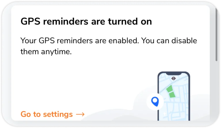 GPS reminders widget on mobile