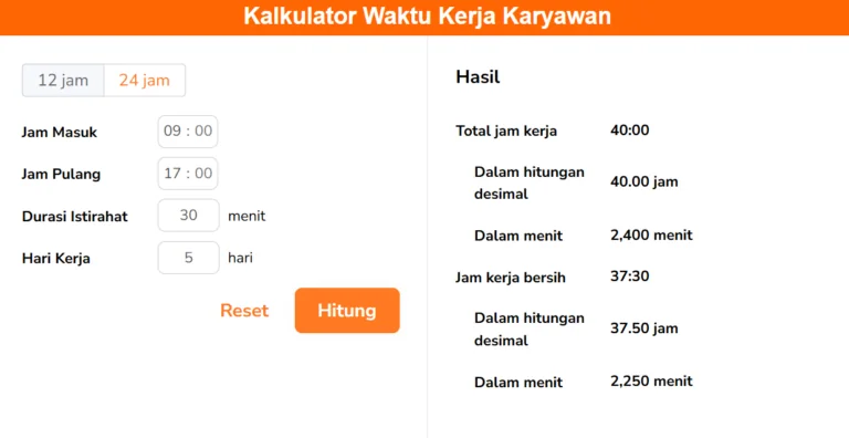 kalkulator jam kerja online