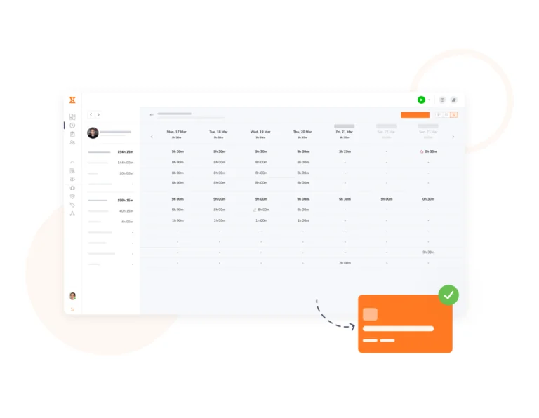 Timesheet automatizzati pronti per le retribuzioni del team.