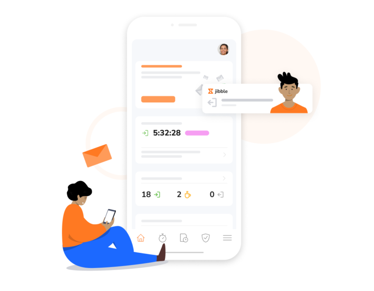 Time tracking sull'app mobile di Jibble.