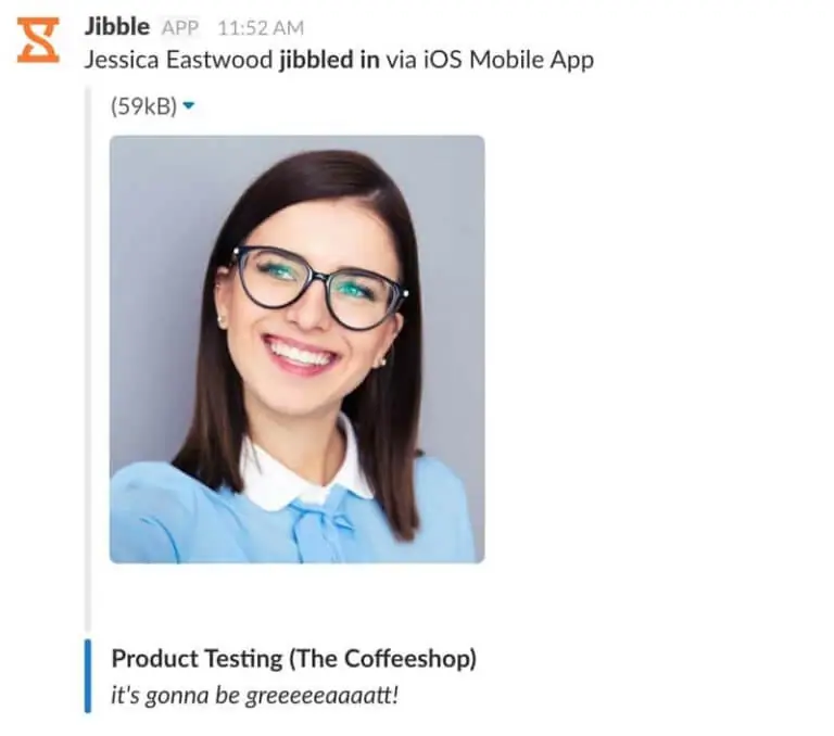 Accesso a Jibble tramite Slack di una ragazza.