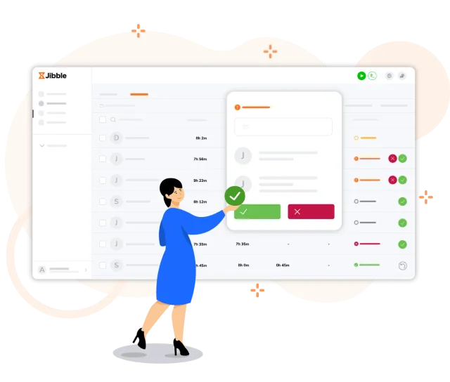 Zatwierdzanie kart czasu pracy w Jibble.