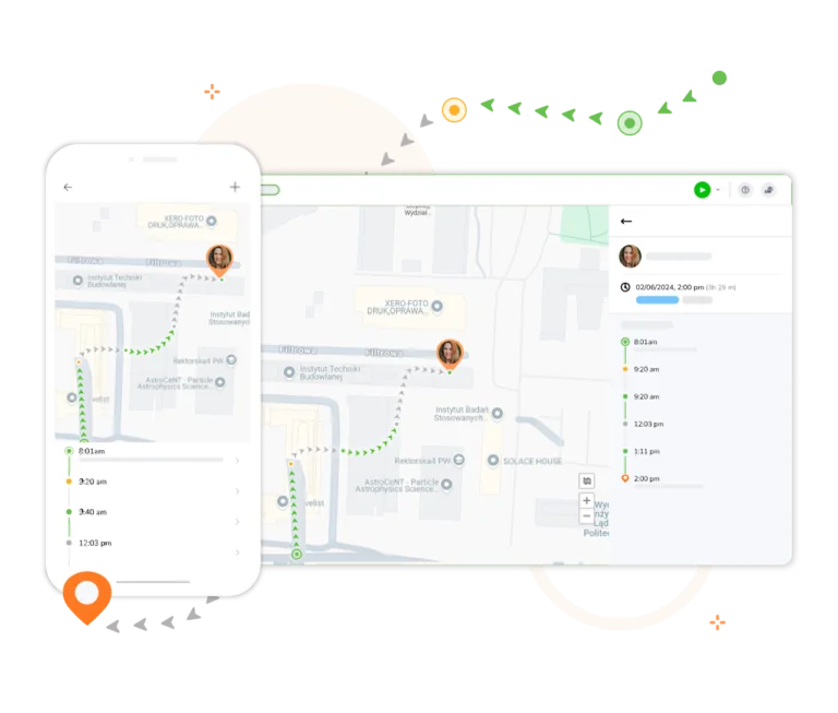 Monitorowanie lokalizacji pracowników i śledzenie tras ich ruchu.