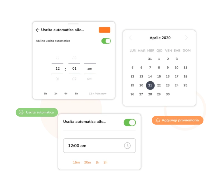Promemoria intelligenti e uscite automatiche.