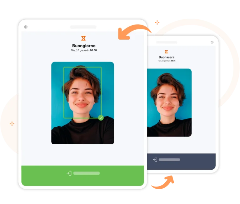 Timbratura d'entrata con riconoscimento facciale.