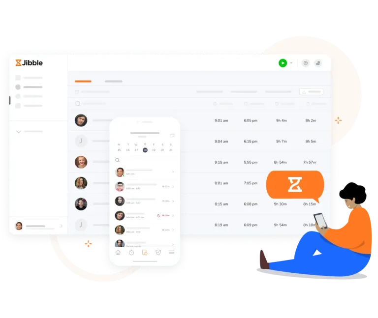 Monitoraggio delle ore tramite timesheet nell'app mobile e desktop con Jibble.
