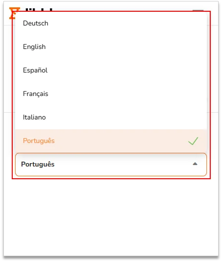 Menu suspenso de idiomas na extensão do Chrome